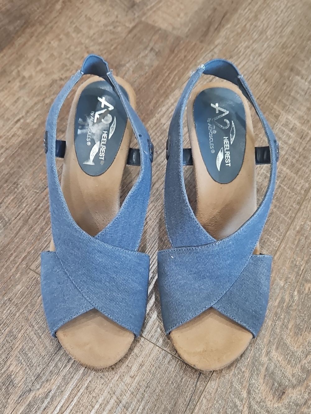 Women's Blue Crossband Slingback Sandals